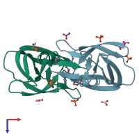 PDB entry 3oy4 coloured by chain, top view.