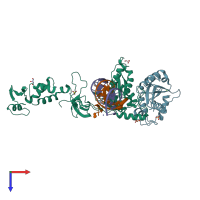 PDB entry 3oyf coloured by chain, top view.