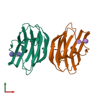 PDB entry 3oyw coloured by chain, front view.