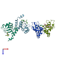 PDB entry 3oz1 coloured by chain, top view.