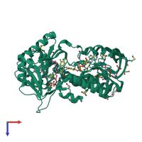 PDB entry 3oz2 coloured by chain, top view.