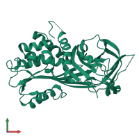 PDB entry 3ozq coloured by chain, front view.