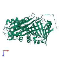 PDB entry 3ozq coloured by chain, top view.