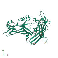 PDB entry 3p02 coloured by chain, front view.