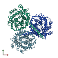 PDB entry 3p03 coloured by chain, front view.