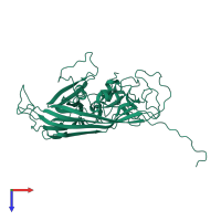 PDB entry 3p0s coloured by chain, top view.