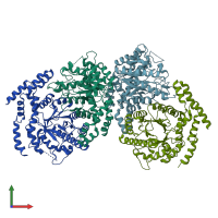 PDB entry 3p14 coloured by chain, front view.