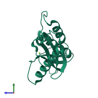 PDB entry 3p1g coloured by chain, side view.