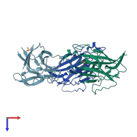 PDB entry 3p1i coloured by chain, top view.
