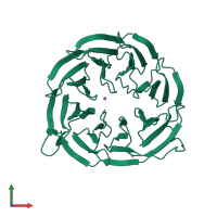 PDB entry 3p1l coloured by chain, front view.