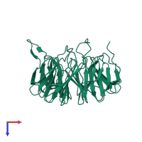 PDB entry 3p1l coloured by chain, top view.