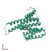 PDB entry 3p1n coloured by chain, front view.