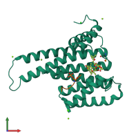 PDB entry 3p1o coloured by chain, front view.