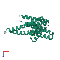 PDB entry 3p1p coloured by chain, top view.