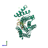 PDB entry 3p1q coloured by chain, side view.