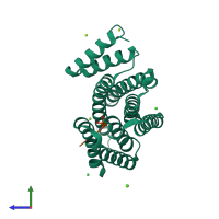 PDB entry 3p1r coloured by chain, side view.