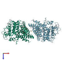 PDB entry 3p1u coloured by chain, top view.