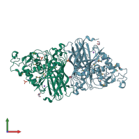 PDB entry 3p1v coloured by chain, front view.