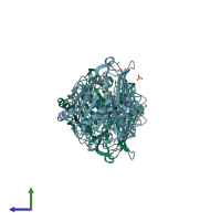 PDB entry 3p1v coloured by chain, side view.