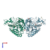 PDB entry 3p1v coloured by chain, top view.