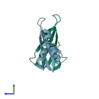 PDB entry 3p1x coloured by chain, side view.