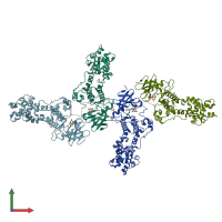 PDB entry 3p23 coloured by chain, front view.