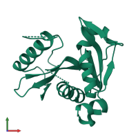 PDB entry 3p2f coloured by chain, front view.