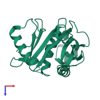 PDB entry 3p2f coloured by chain, top view.