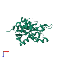 PDB entry 3p2j coloured by chain, top view.