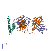 PDB entry 3p30 coloured by chain, top view.