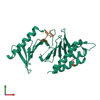 PDB entry 3p36 coloured by chain, front view.