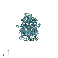 PDB entry 3p3q coloured by chain, side view.