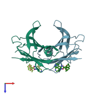 PDB entry 3p3u coloured by chain, top view.