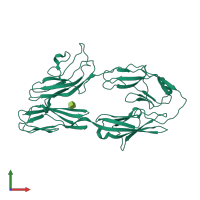 PDB entry 3p3y coloured by chain, front view.