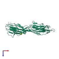 PDB entry 3p40 coloured by chain, top view.