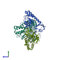 PDB entry 3p42 coloured by chain, side view.