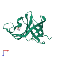 PDB entry 3p43 coloured by chain, top view.