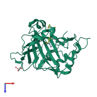 PDB entry 3p44 coloured by chain, top view.