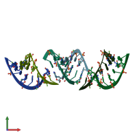 PDB entry 3p4b coloured by chain, front view.