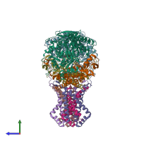 PDB entry 3p4p coloured by chain, side view.