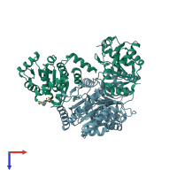 PDB entry 3p4x coloured by chain, top view.