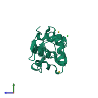 PDB entry 3p4z coloured by chain, side view.