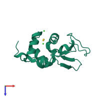 PDB entry 3p4z coloured by chain, top view.