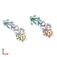 PDB entry 3p56 coloured by chain, front view.