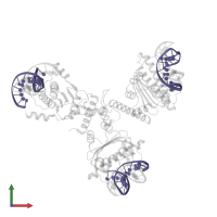 DNA (5'-D(*TP*TP*CP*TP*TP*AP*TP*AP*AP*AP*TP*AP*GP*TP*T)-3') in PDB entry 3p57, assembly 1, front view.