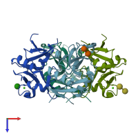 PDB entry 3p5h coloured by chain, top view.