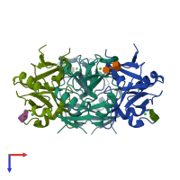 PDB entry 3p5i coloured by chain, top view.