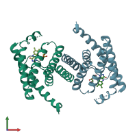 PDB entry 3p5n coloured by chain, front view.