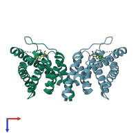 PDB entry 3p5n coloured by chain, top view.