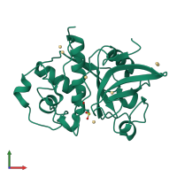PDB entry 3p5u coloured by chain, front view.